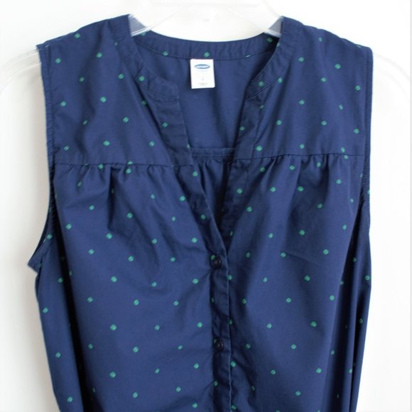 Old Navy sleeveless shirt dress, navy w/ dots, S - Picture 3 of 7